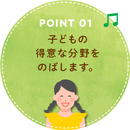 Point1.子どもの得意な分野をのばします。